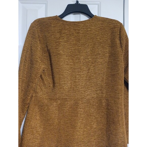 Women's Ann Taylor Factory 3/4 Sleeve Golden Brown Crinkle Top Size M - Picture 7 of 7